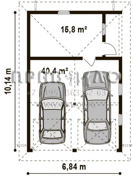 Проект большого гаража с мастерской SG3-56-1 (Zg19)