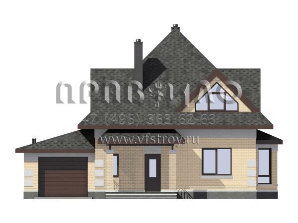 Загородный дом из кирпича с шатровой крышей S7-154 (2-27h)