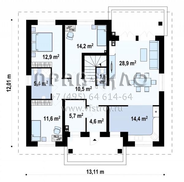 Проект уютного одноэтажного дома с мансардой и небольшой террасой S3-196-2 (Z10 stu bk minus)