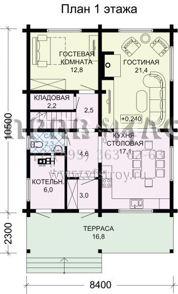 Проект экономичного современного деревянного дома S7-142 (1-39c)