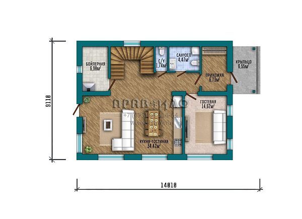 Проект двухэтажного дома с простой геометрией стен S2-166 (315-166-2)