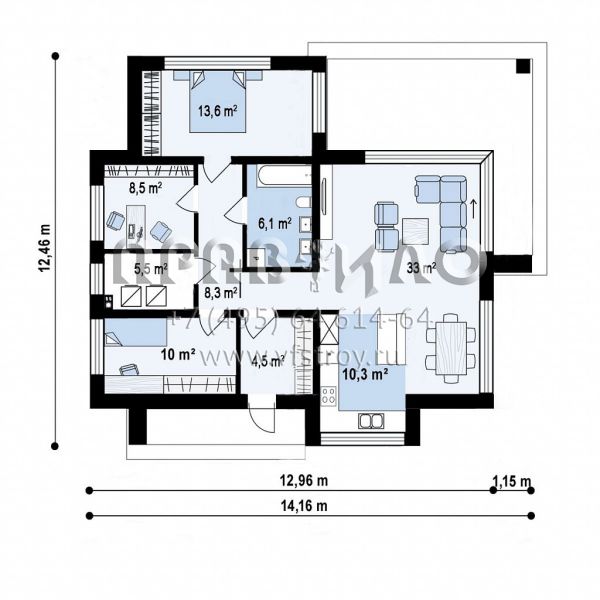 Проект современного четырехкомнатного дома с плоской кровлей S3-99-5 (ZX211)