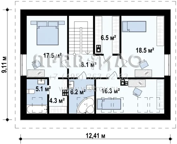 Проект загородного дома с панорамными окнами в гостиной s3-163-3 (Z394)