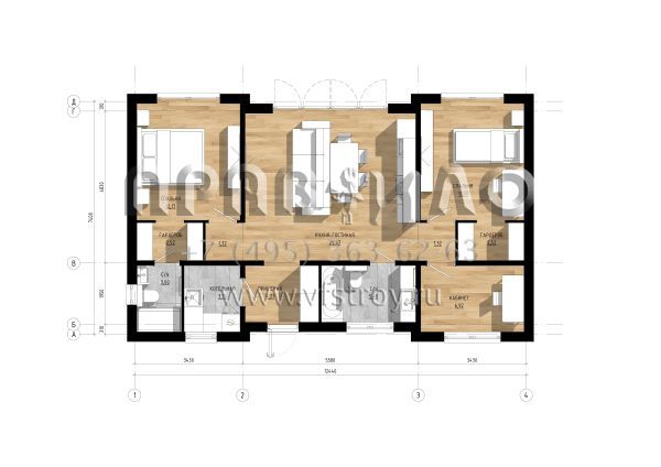 Проект небольшого дома из двухслойных ж/б панелей  SP2-80-2 (1А-80-1ПК)
