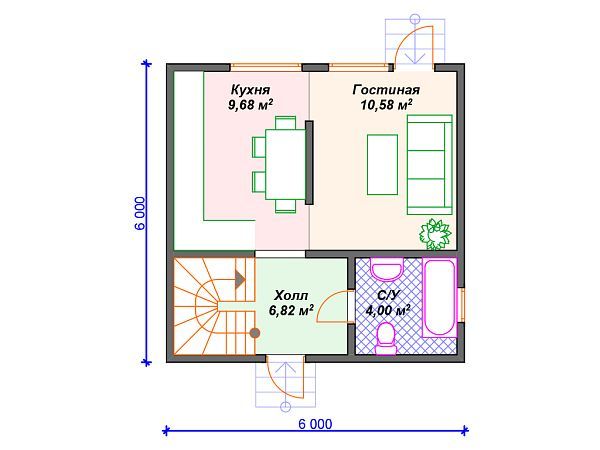 Проект каркасного дома с мансардой S4-59 (И-040)