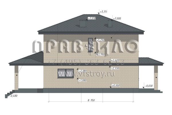Проект строгого классического двухэтажного дома  S-113