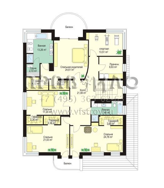 Проект загородного коттеджа с четырехскатной кровлей S8-451 (Габриэль)