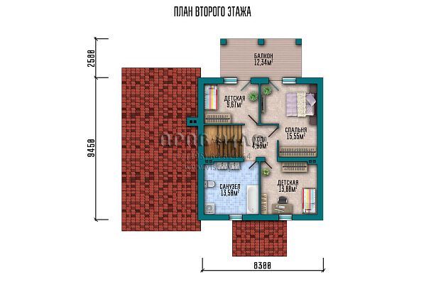 Проект дома с мансардой, террасой и большим гаражом S2-163 (037-163-1МГ)