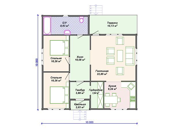 Проект каркасного дома S4-91 (И-066)