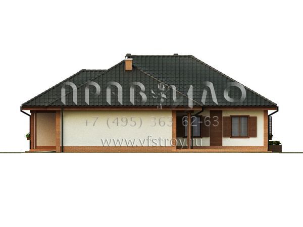 Проект одноэтажного дома с камином и встроенным гаражом S3-202 (Z17)