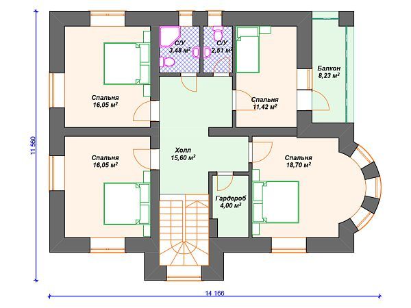 Проект каменного дома с эркером S4-199 (К-178)
