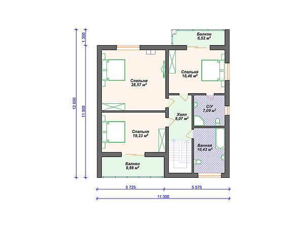 Проект дома с 3 спальнями S4-279 (К-301)
