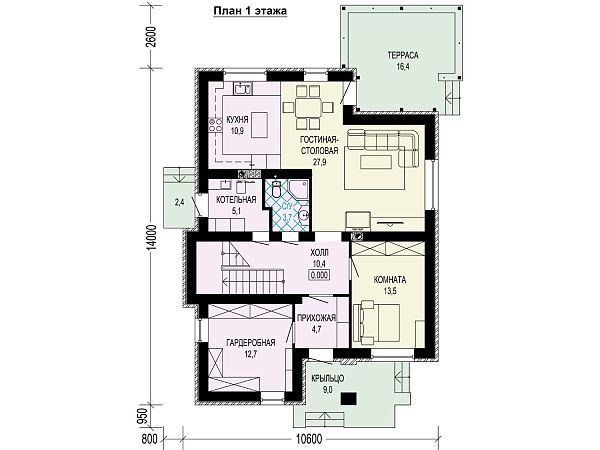 Проект двухэтажного загородного дома из газобетона S7-181 (3-65)