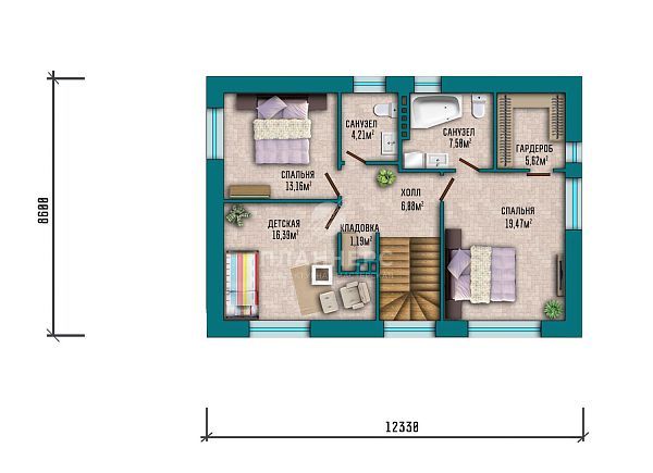 Проект двухэтажного дома в стиле хай-тек с большой угловой террасой S2-163 (409-163-2)