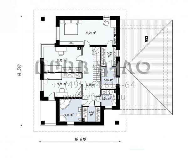 Проект двухэтажного дома с двухместным гаражом и с сауной S3-266-2 (Zx122)