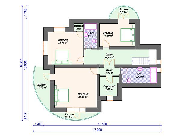 Проект каменного дома с гаражом на 2 машины S4-318 (К-124)