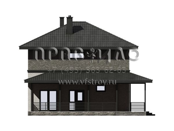 Проект загородного двухэтажного дома с кирпичной облицовкой S7-171(5-57)