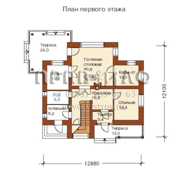 Проект небольшого современного двухэтажного дома S6-246(К-246-1К)
