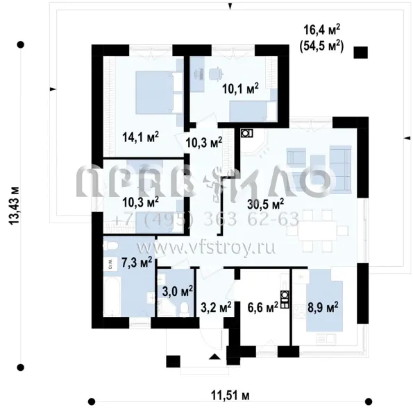 Стильный коттедж для небольшой семьи S3-103-3 (Z383)