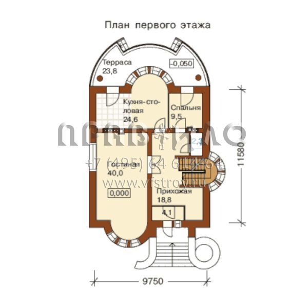 Проект коттеджа с выразительным циркульным эркером S6-318(L-318-1K)