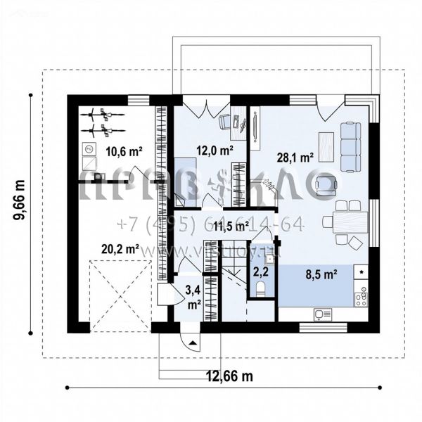Проект рационального дома с мансардой, гаражом и камином S3-156-8 (Z481)