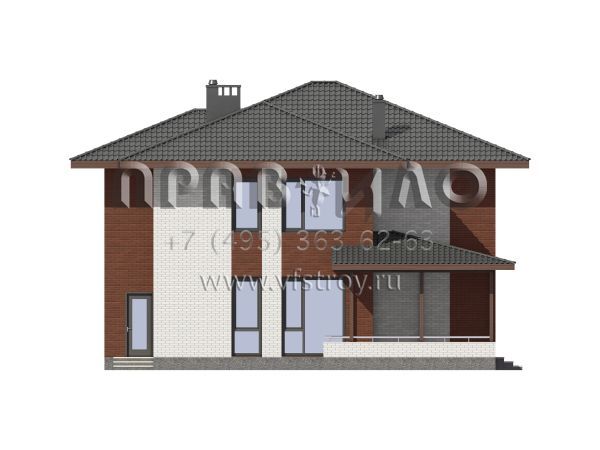 Двухэтажный особняк из газобетона с крытой террасой S7-218 (3-45.1а)