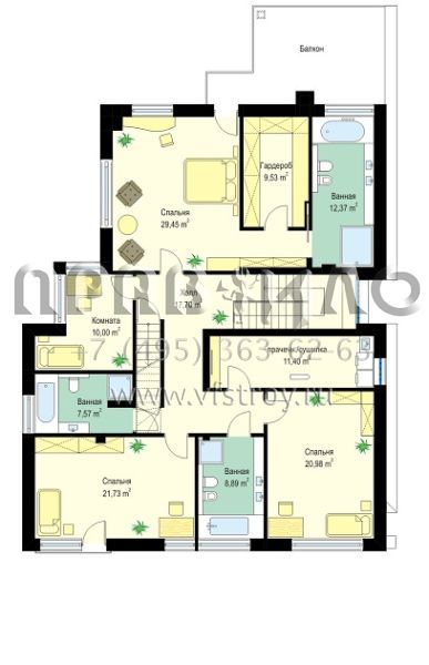 Проект современной двухэтажной виллы с двумя каминами, балконом и гаражом на два автомобиля S8-441-1 (Лесная Резиденция)