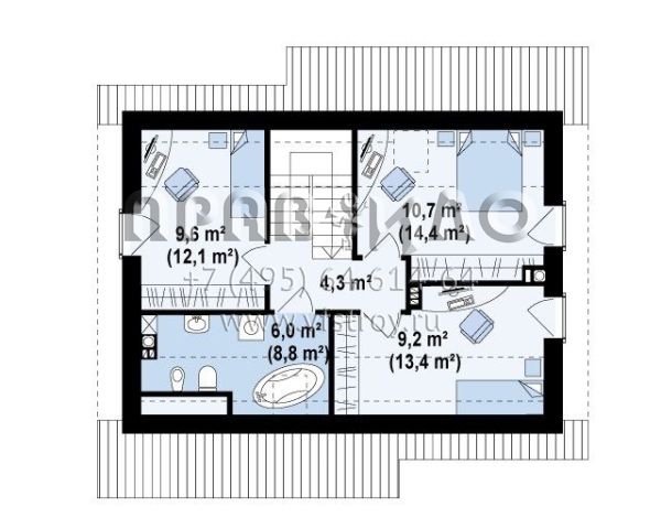 Проект частного двухэтажного дома для узкого участка  S3-112-3 (Z210)
