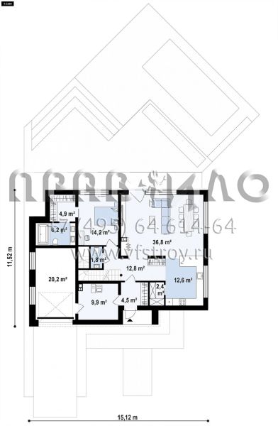 Проект дома с гаражом и широким остеклением гостиной S3-190-4 (Zx95)