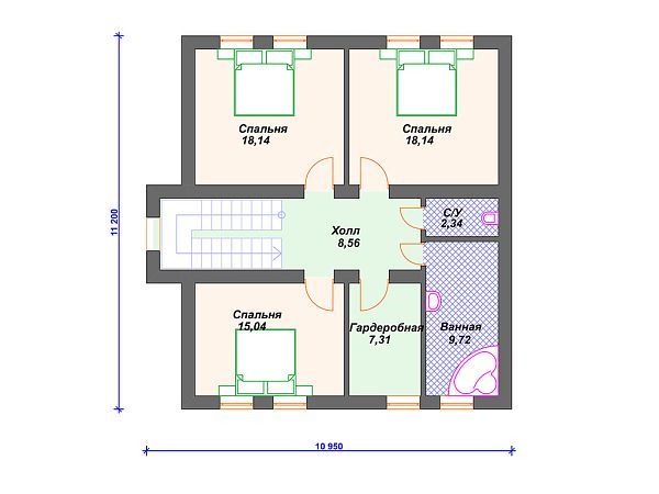 Проект каменного дома с 3 спальнями S4-169 (К-091)