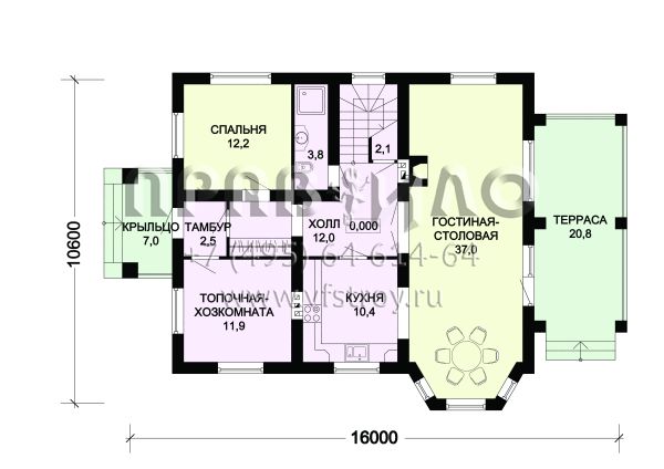 Проект двухэтажного дома с трехгранным эркером S7-194(3-16)