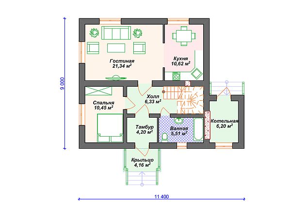 Проект дома с 4 спальнями S4-129 (К-320)