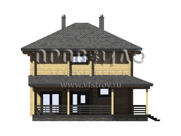 Проект двухэтажного деревянного дома с террасой S7-145 (1-53)