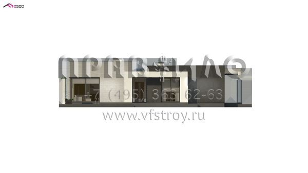 Проект современного одноэтажного дома с навесом для двух автомобилей S3-173-4 (Zx79)