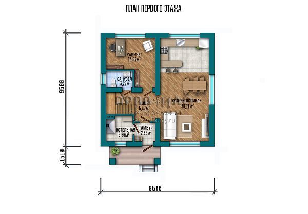 Проект компактного дома с мансардой, большими видовыми окнами и совмещенной зоной отдыха S2-134 (070-134-1М)