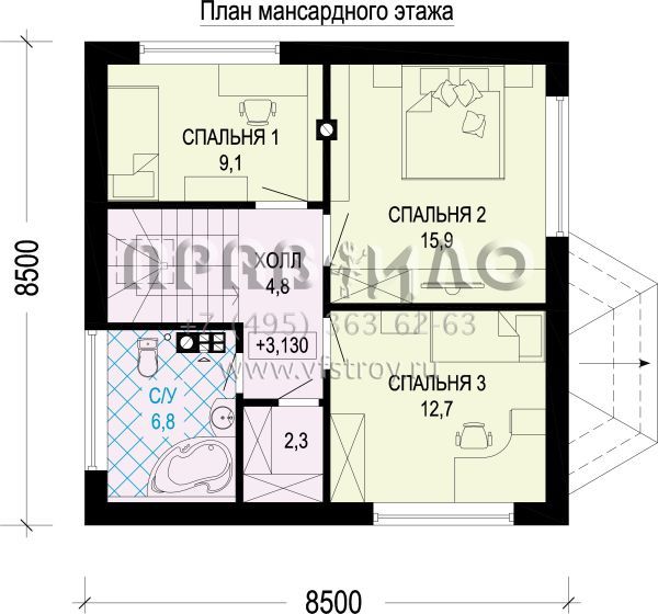 Проект экономичного дома из газобетона S7-108 (3-13а1)