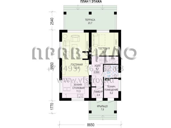 Двухэтажный загородный дом с террасой S7-134 (3-46.1)