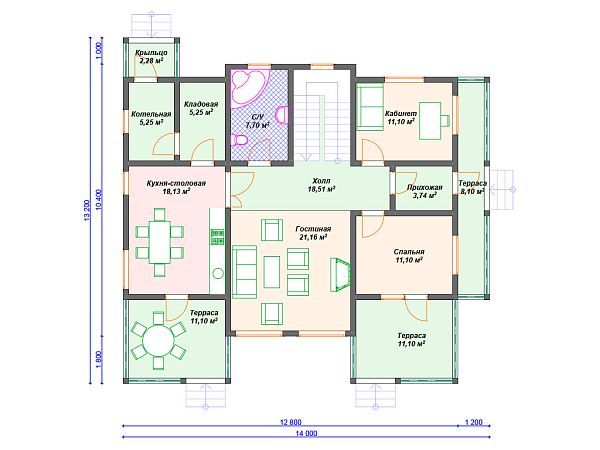 Проект каркасного дома с мансардой S4-224 (И-056)