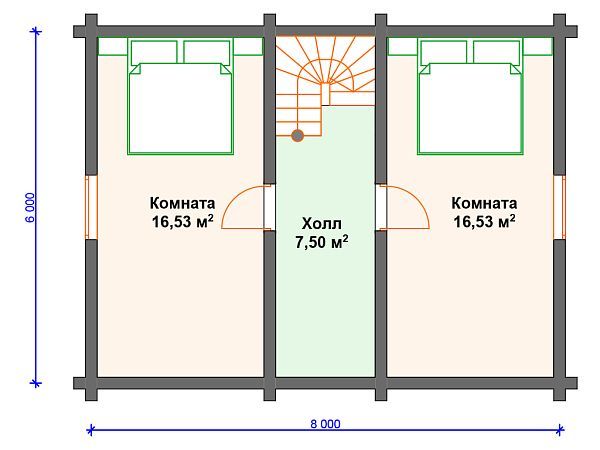 Проект деревянного дома с мансардой S4-85 (ДС-070)