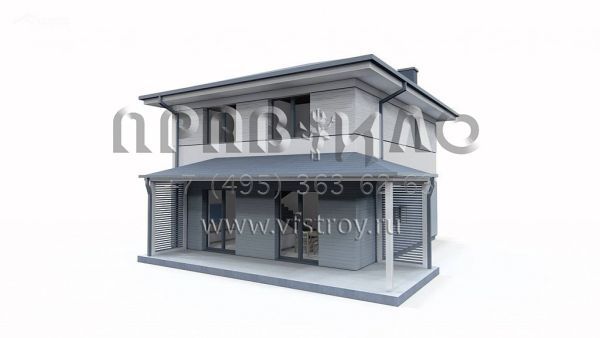 Проект современного двухэтажного дома с четырехскатной крышей S3-118-5 (Z438 el)