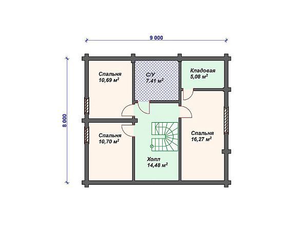 Проект деревянного дома из бревна 9 на 13 м с эркером S4-157 (ДО-159)