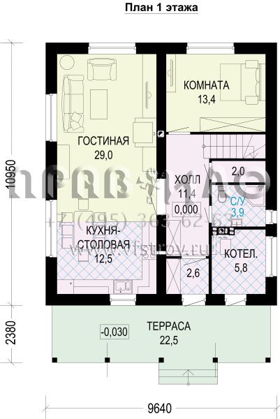 Загородный дом из газобетона с большой террасой на втором этаже S7-168 (3-52а.2)