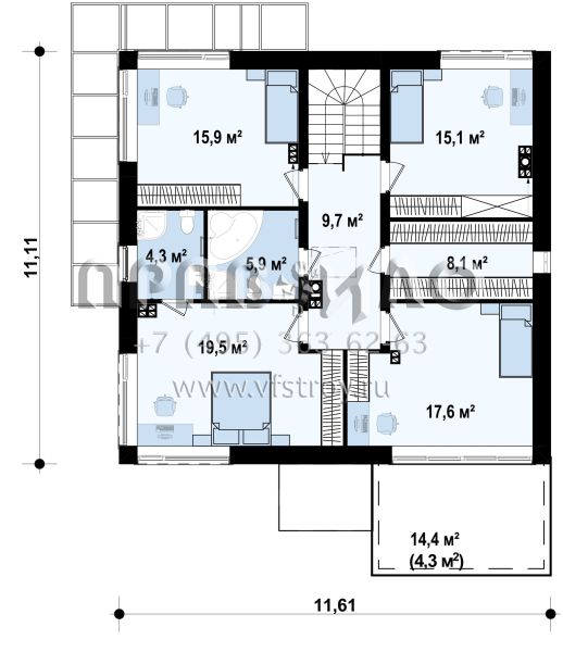 Проект комфортного двухэтажного дома с подвалом S3-314 (Zx7 P)