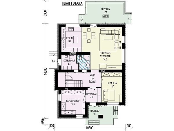 Загородный 2-этажный дом из газобетона S7-198 (3-65.2)