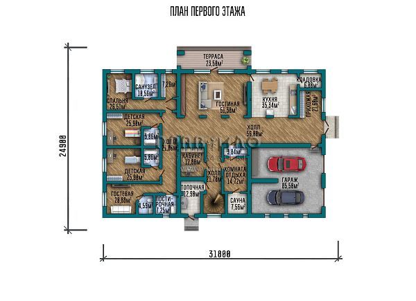 Проект большого дома с мансардой S2-974 (125-974-1МГ)