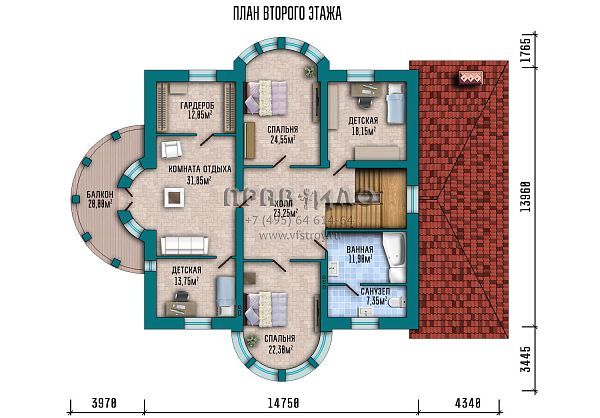 Дом в классическом стиле с колоннами, террасой, балконом S2-427 (006-427-2ПГ)