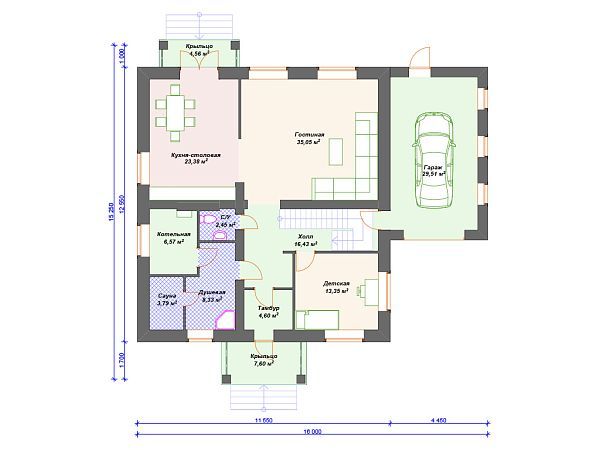 Проект каменного дома с гаражом S4-263 (К-110)
