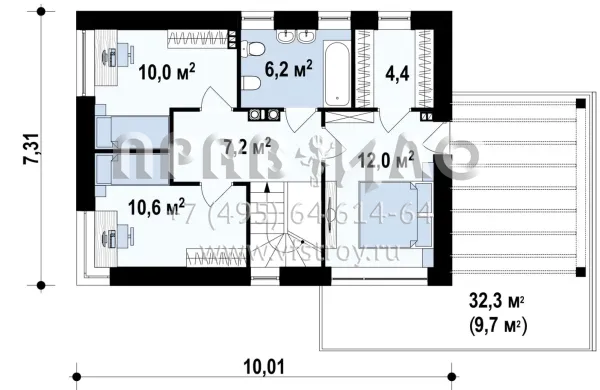 Проект дома с плоской кровлей и пристроенным гаражом  S3-126-1 (Zx63)