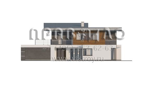 Проект двухэтажного дома с верхней террасой и большим гаражом S3-278 (Zx22)