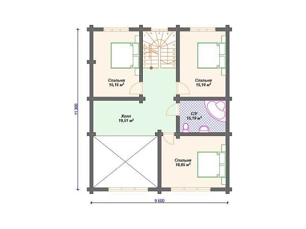 Проект деревянного дома из бревна S4-223 (ДО-151)